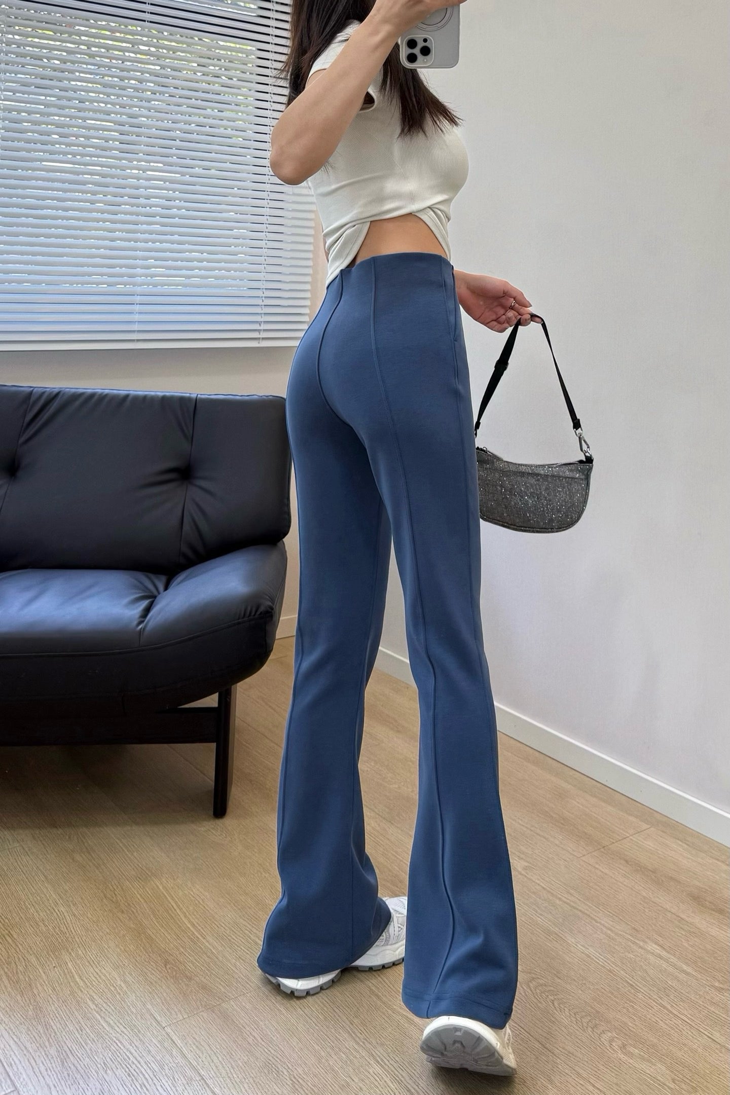 Women's Air Layer Modal Micro Flare Pants Soft Slim Fit Casual Trousers