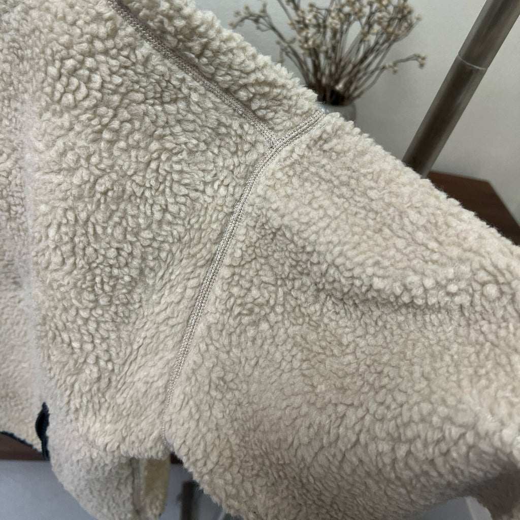 Women's Color Block Lamb Sherpa Fleece Jacket Stand Collar & Hooded Design Full Zipper Closure Warm & Cozy Outerwear