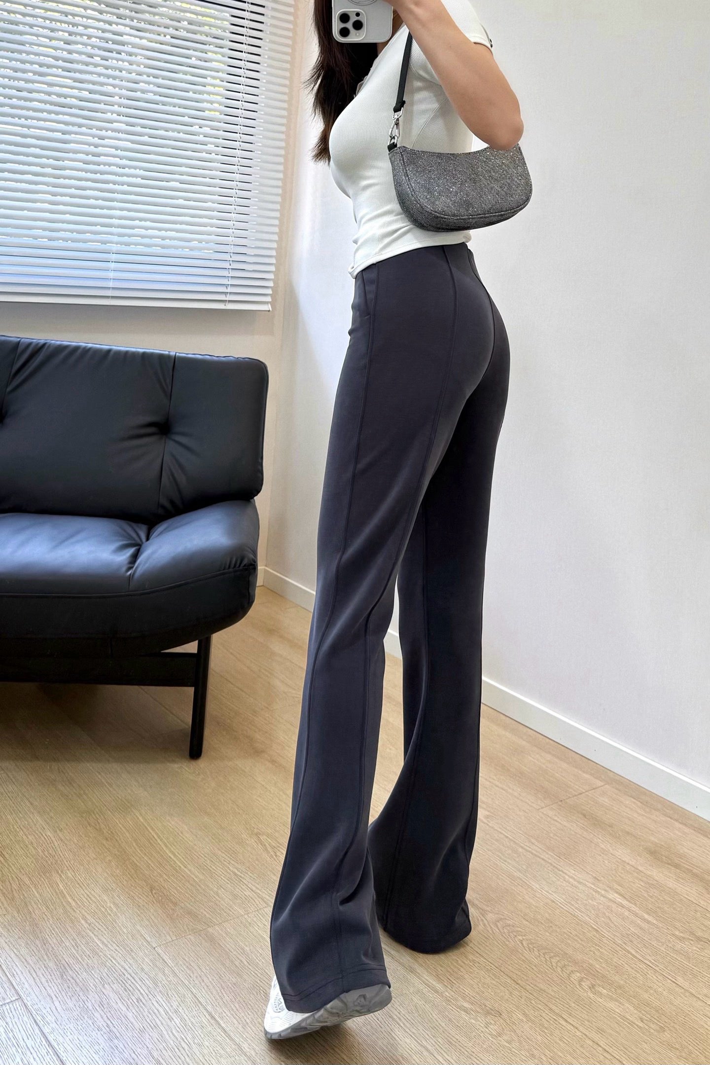 Women's Air Layer Modal Micro Flare Pants Soft Slim Fit Casual Trousers
