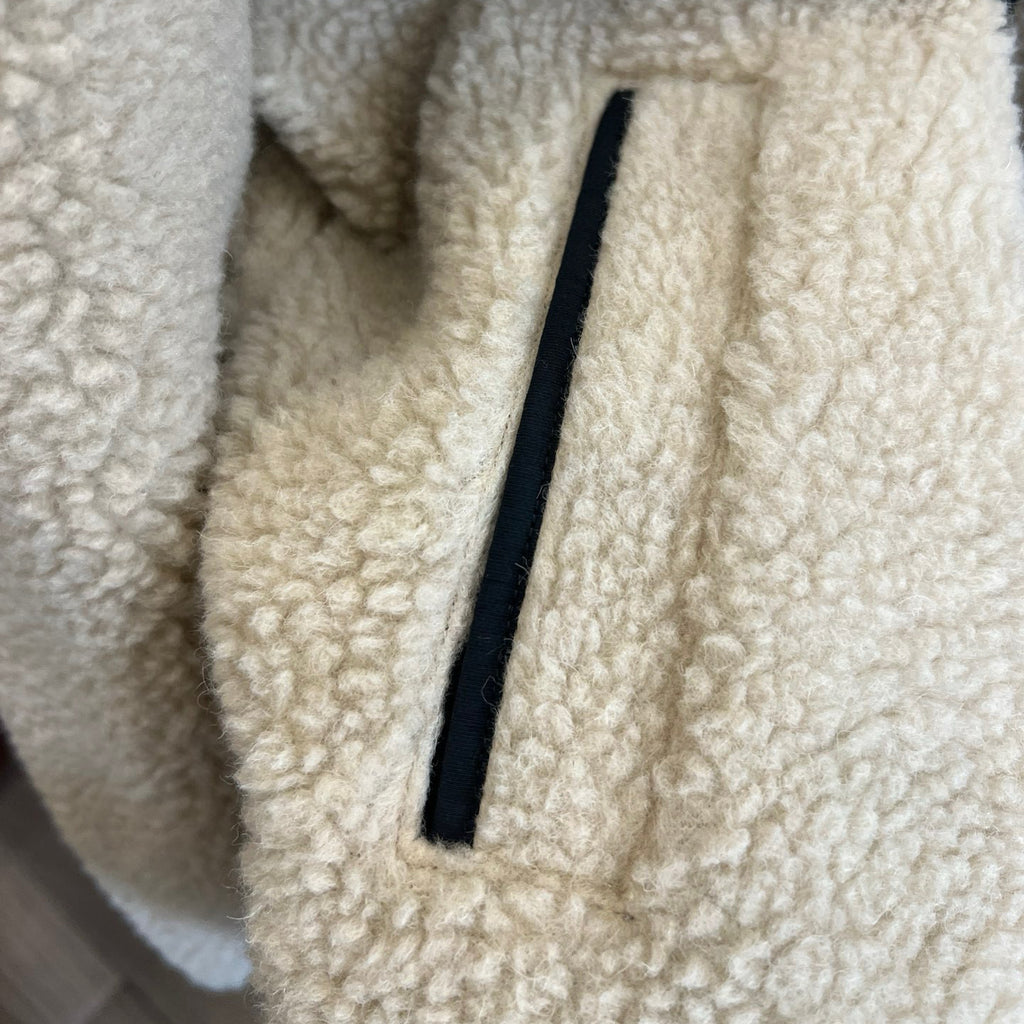 Women's Color Block Lamb Sherpa Fleece Jacket Stand Collar & Hooded Design Full Zipper Closure Warm & Cozy Outerwear