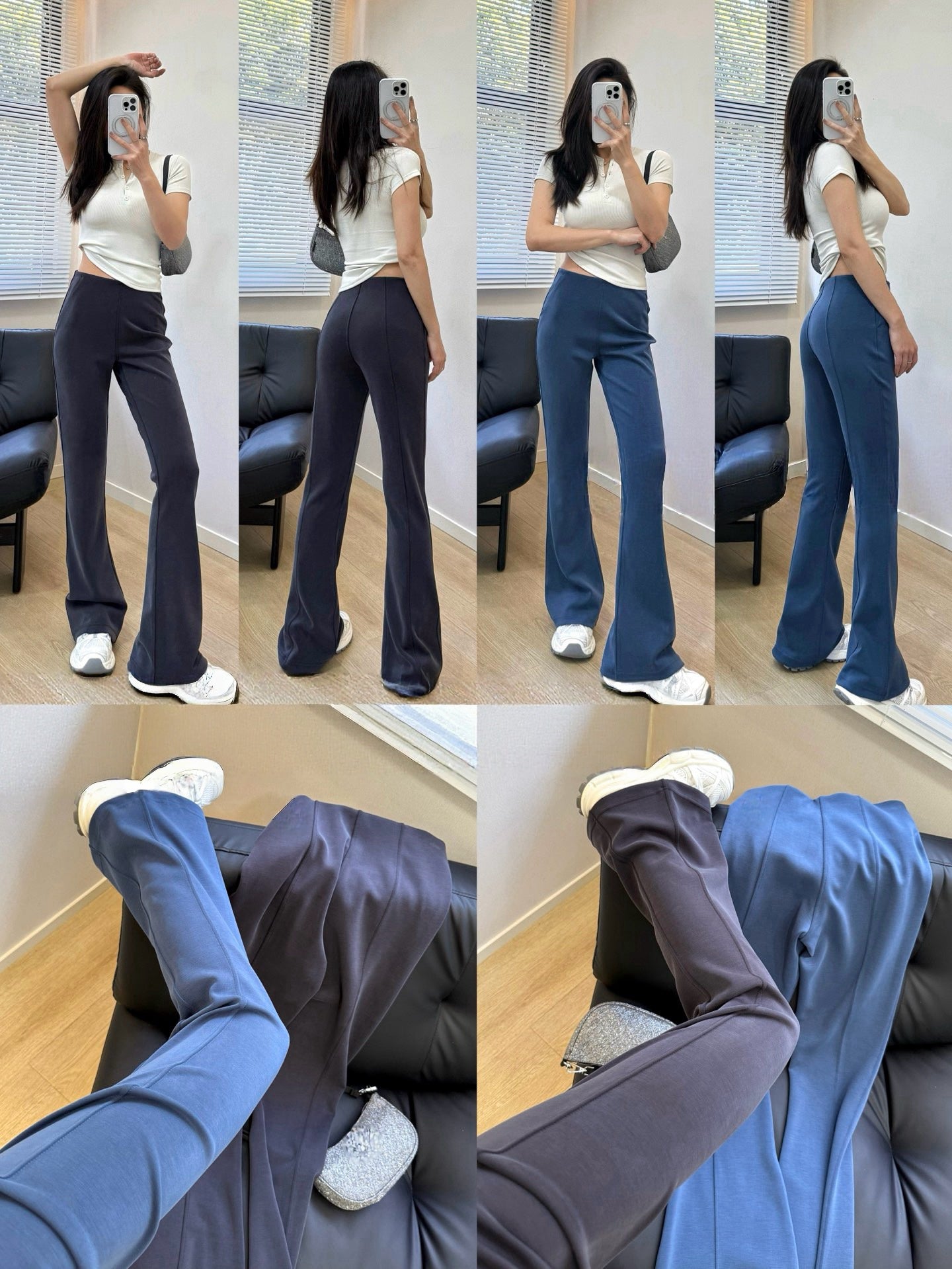 Women's Air Layer Modal Micro Flare Pants Soft Slim Fit Casual Trousers