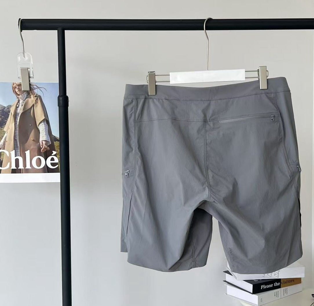 Unisex Quick-Dry Outdoor Hiking Shorts Lightweight Breathable Grey Black