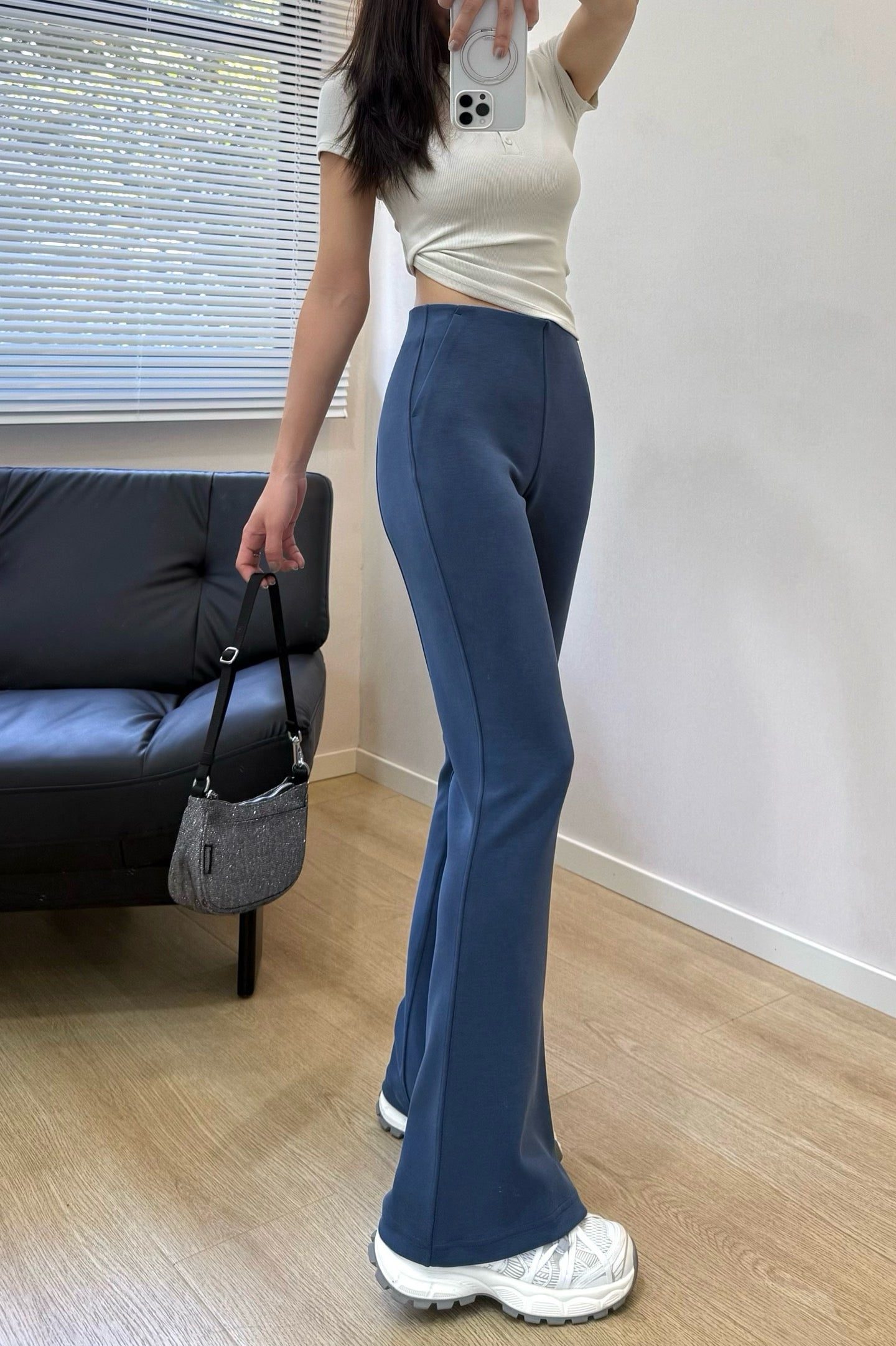 Women's Air Layer Modal Micro Flare Pants Soft Slim Fit Casual Trousers
