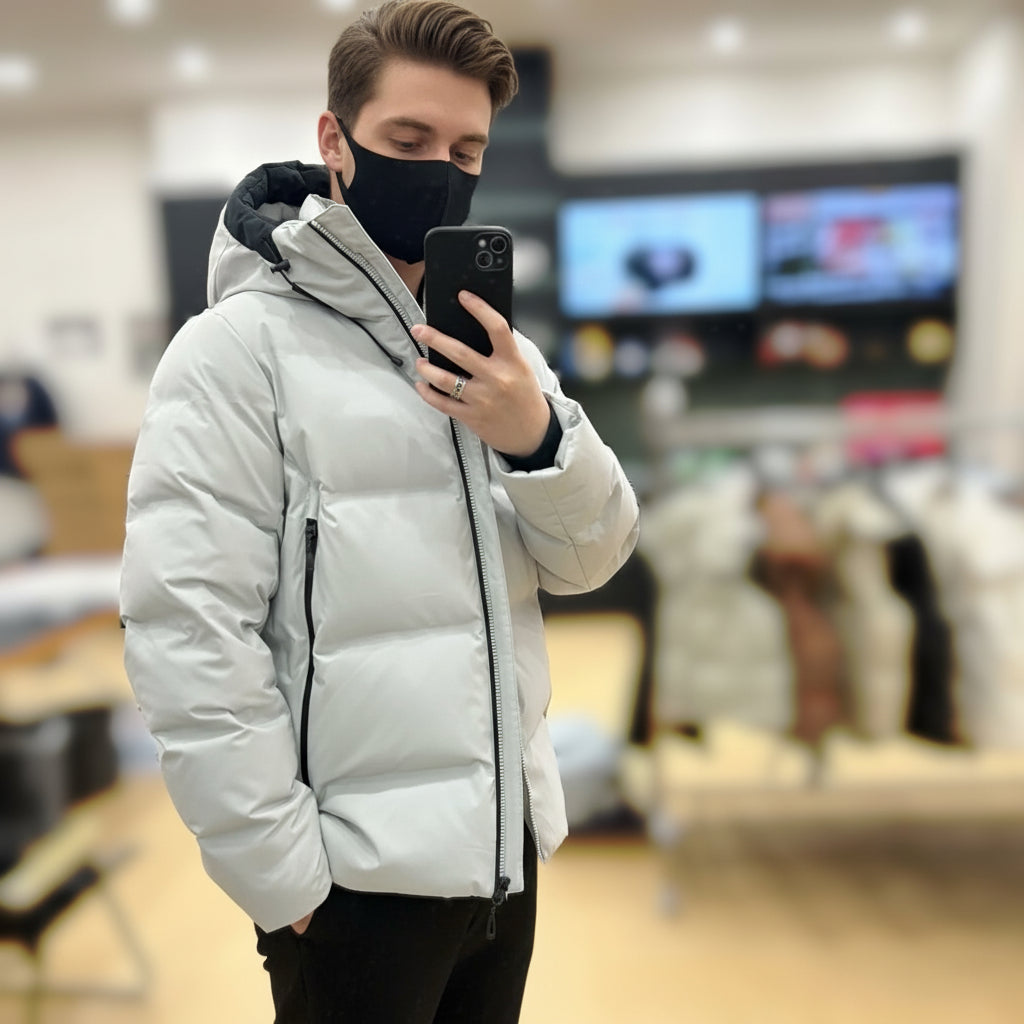 Flix and Ponyo Men's/Women's Waterproof Hooded Duck Down Puffer Jacket for Winter Outdoor Sports Unisex