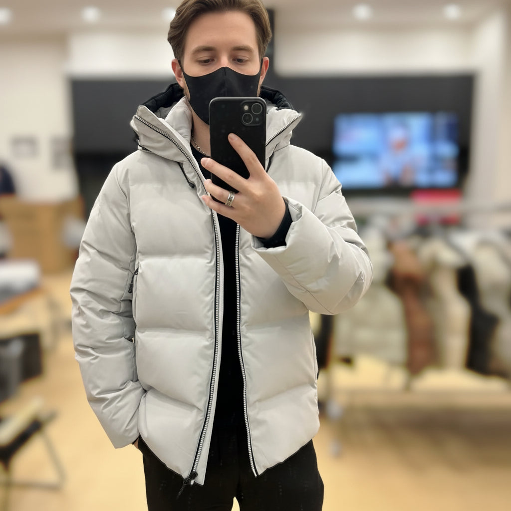 Flix and Ponyo Men's/Women's Waterproof Hooded Duck Down Puffer Jacket for Winter Outdoor Sports Unisex