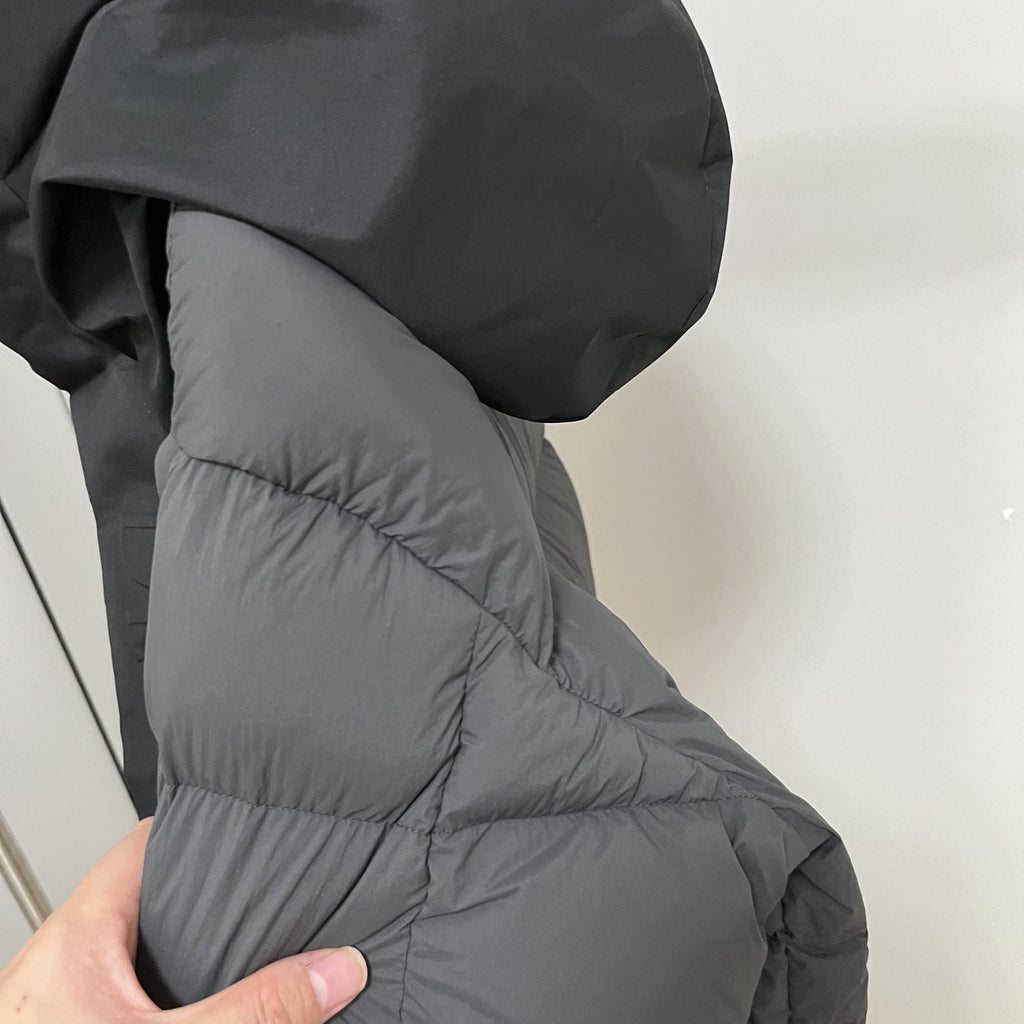 Goose Down Jacket Coat Warm Black Dark Color Unisex Hooded 850FP Toasty Cozy Soft Downy Lightweight model 2319