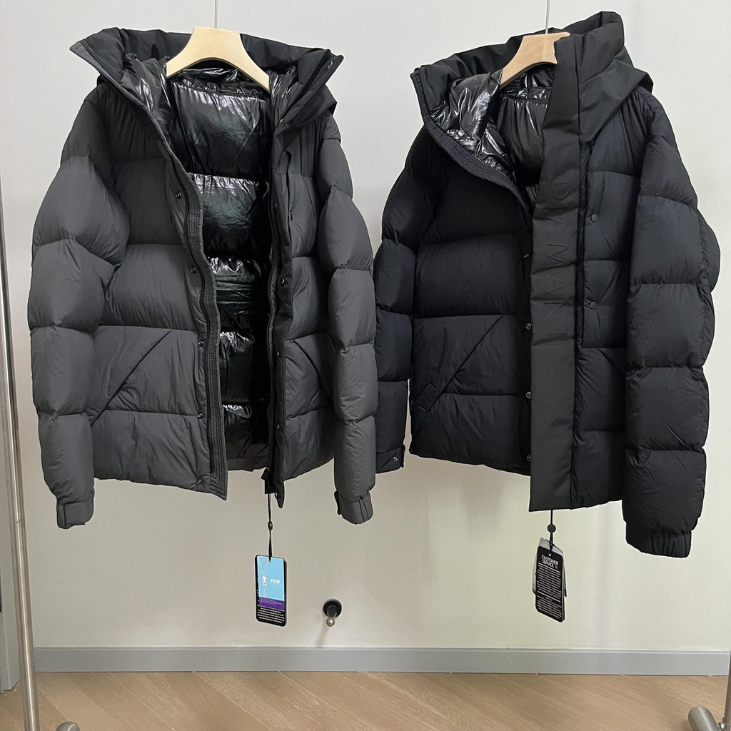 Goose Down Jacket Coat Warm Black Dark Color Unisex Hooded 850FP Toasty Cozy Soft Downy Lightweight model 2319