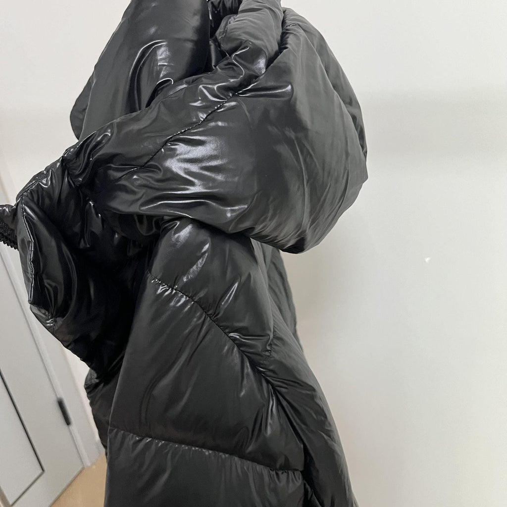 Long Duck Down Jacket With  6 horizontal baffles Hooded 850FP Warm Puffy Unisex Black Pocket Woman Man Easy Clean model 2323