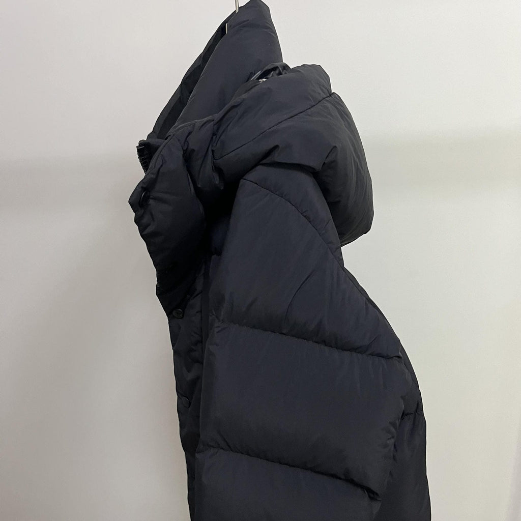 Long Duck Down Jacket With  6 horizontal baffles Hooded 850FP Warm Puffy Unisex Black Pocket Woman Man Easy Clean model 2323