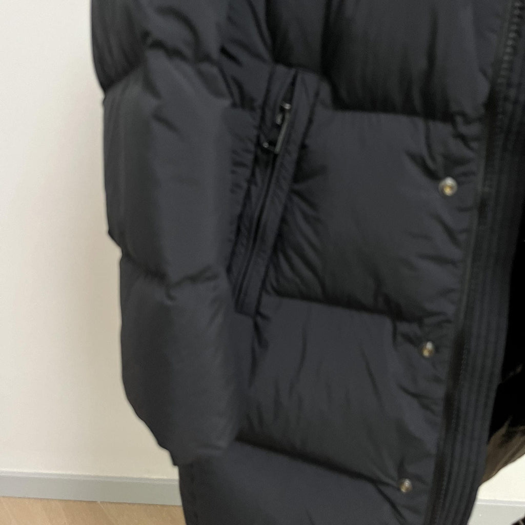 Long Duck Down Jacket With  6 horizontal baffles Hooded 850FP Warm Puffy Unisex Black Pocket Woman Man Easy Clean model 2323