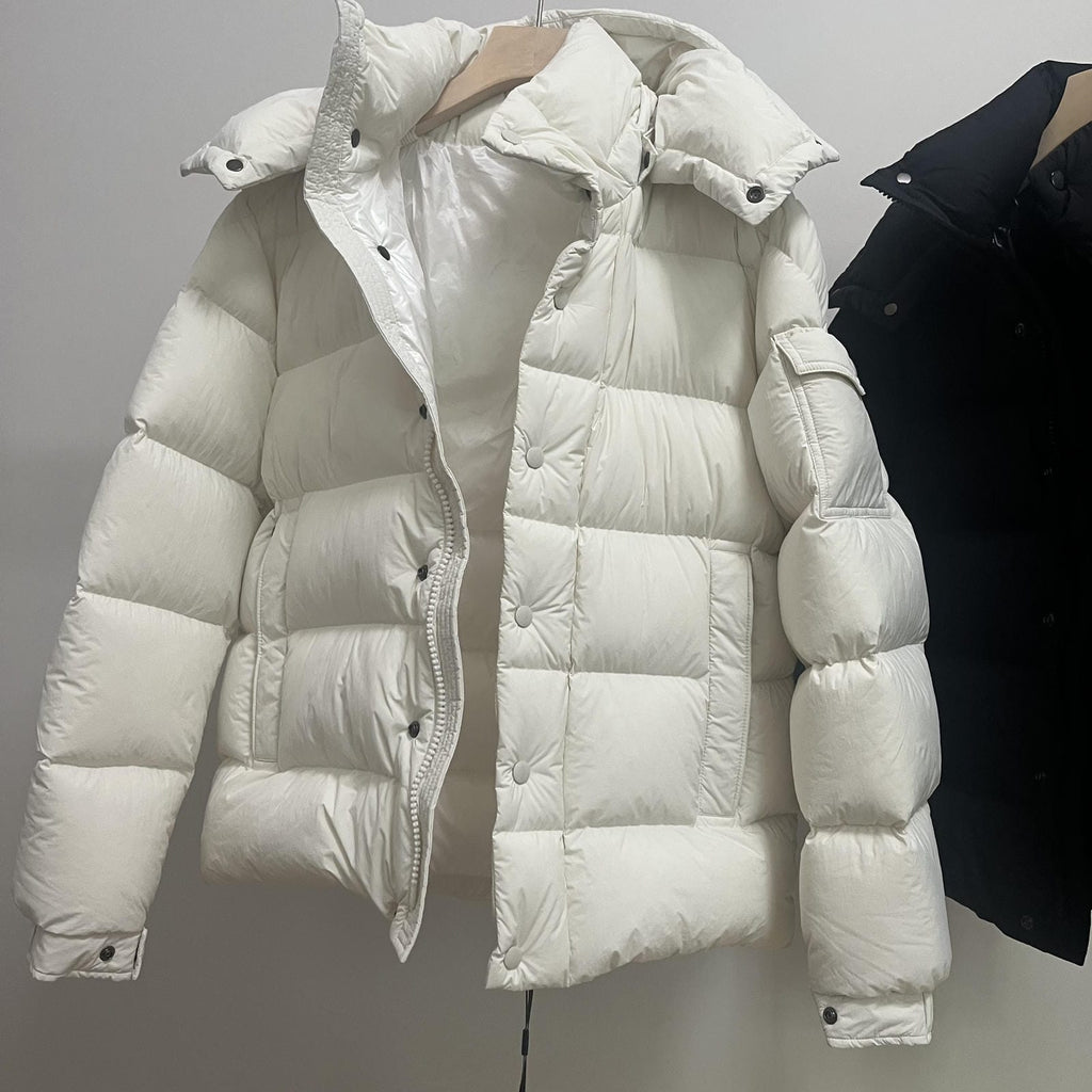 Goose Down Jacket Puffy Fluffy Warm Woman Easy Clean With Hood Lightweight 850FP model 3017