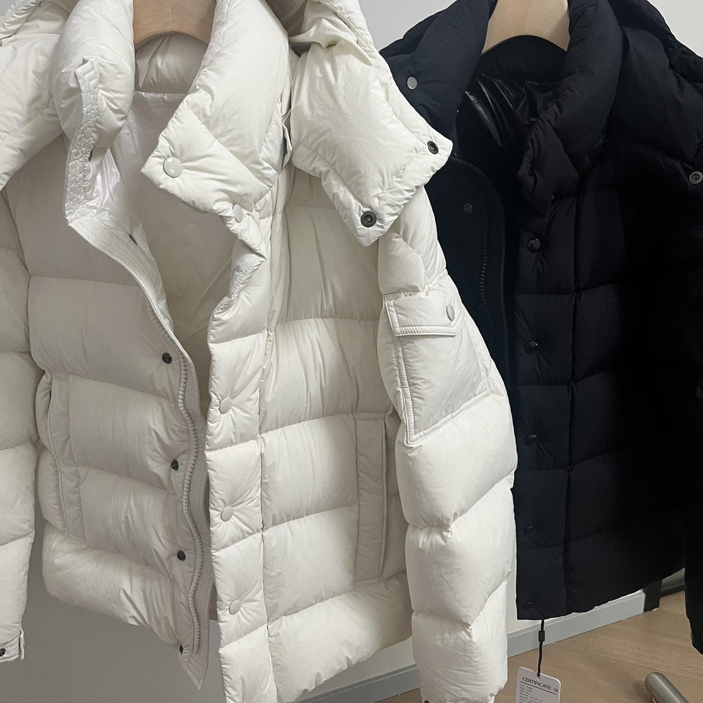 Goose Down Jacket Puffy Fluffy Warm Woman Easy Clean With Hood Lightweight 850FP model 3017