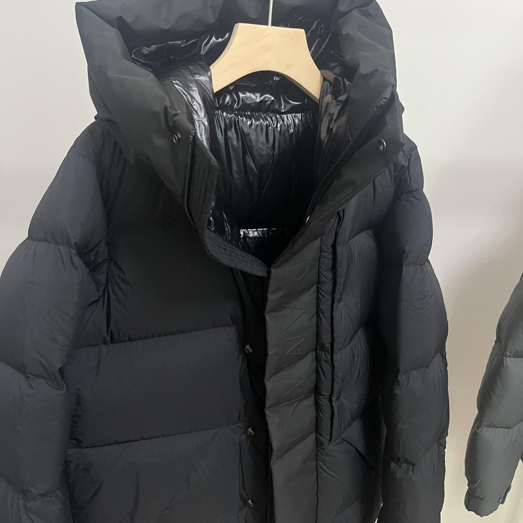 Goose Down Jacket Coat Warm Black Dark Color Unisex Hooded 850FP Toasty Cozy Soft Downy Lightweight model 2319