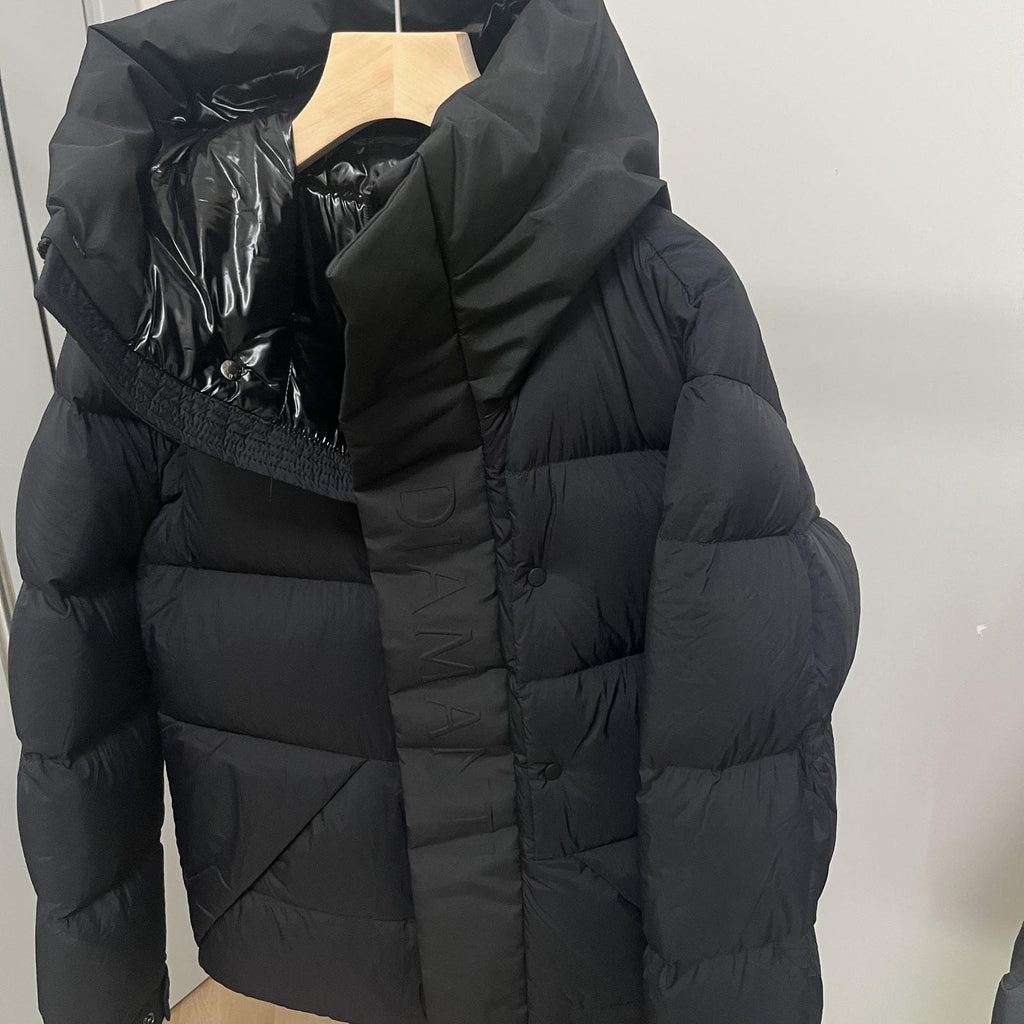 Goose Down Jacket Coat Warm Black Dark Color Unisex Hooded 850FP Toasty Cozy Soft Downy Lightweight model 2319