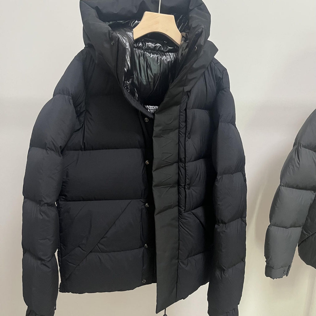 Goose Down Jacket Coat Warm Black Dark Color Unisex Hooded 850FP Toasty Cozy Soft Downy Lightweight model 2319