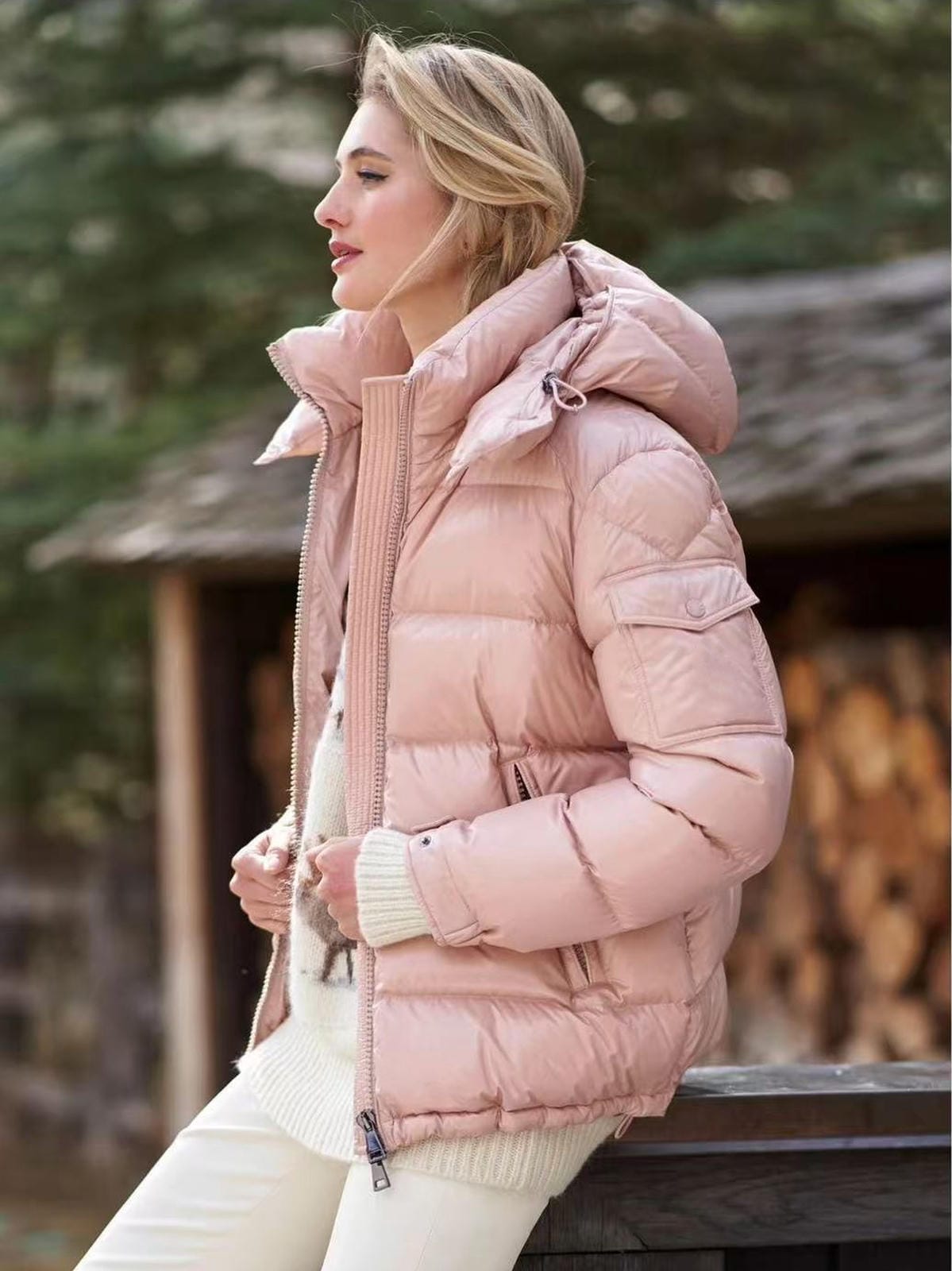 Goose DownJacket hooded  Women Endurable Easy Clean Warm Lightweight 850FP model 1903