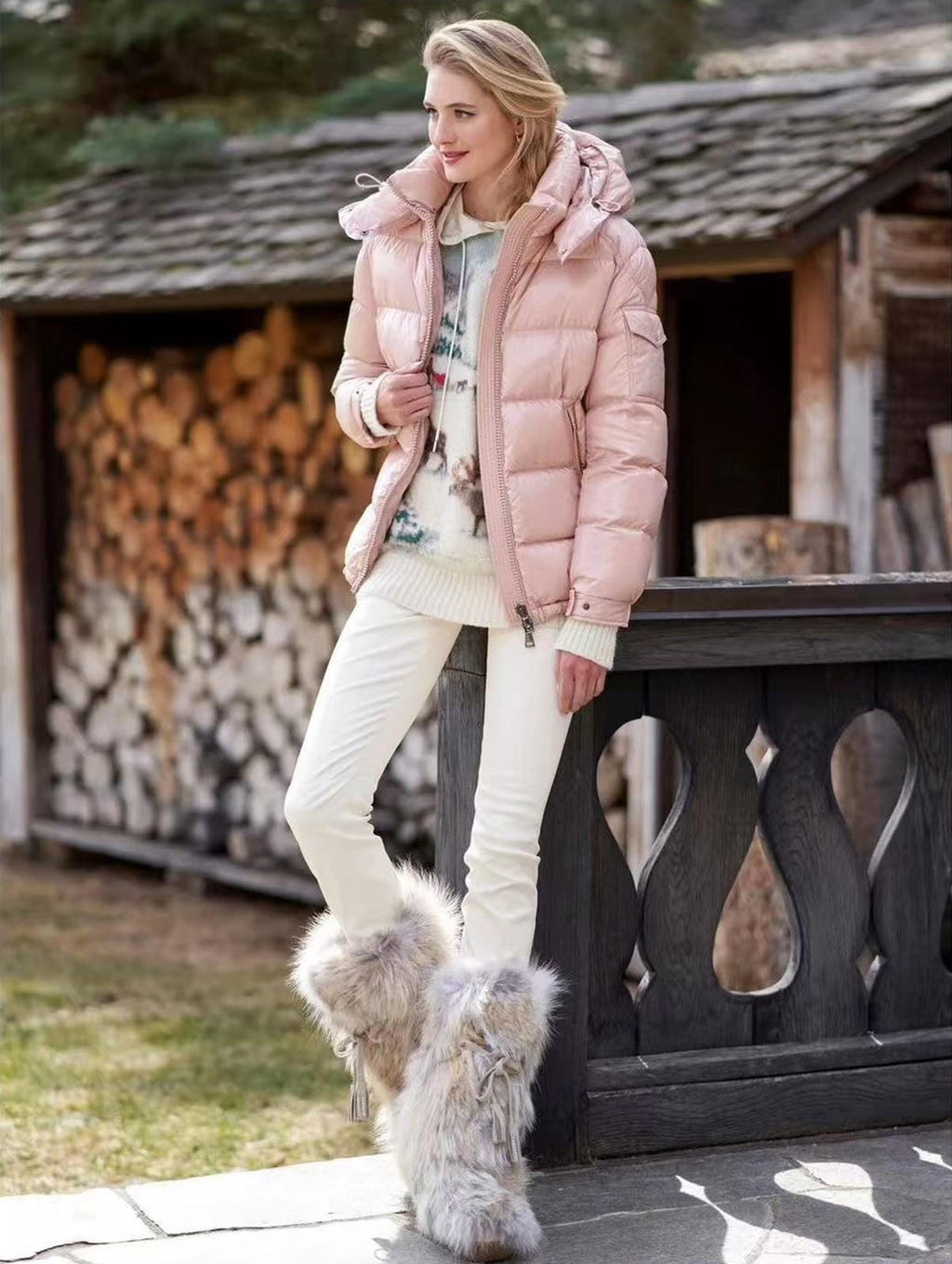 Goose DownJacket hooded  Women Endurable Easy Clean Warm Lightweight 850FP model 1903