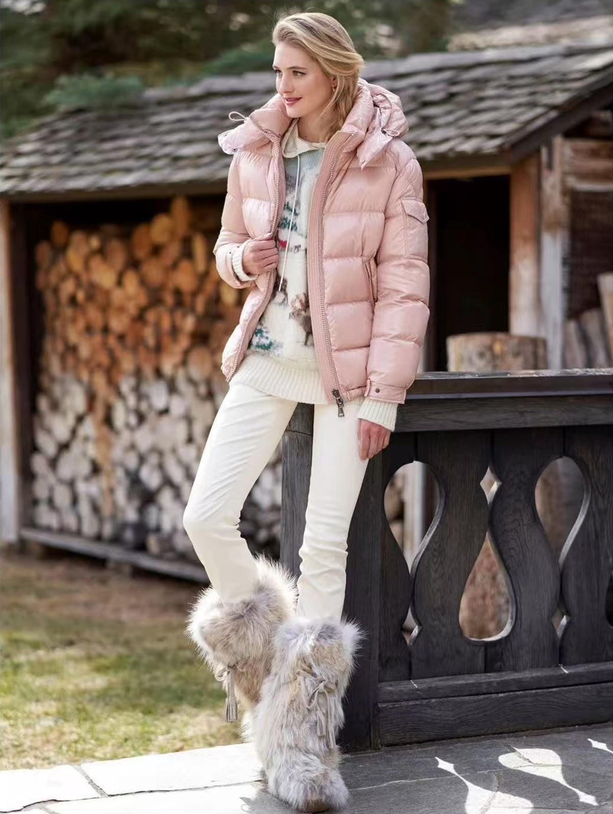 Goose DownJacket hooded  Women Endurable Easy Clean Warm Lightweight 850FP model 1903