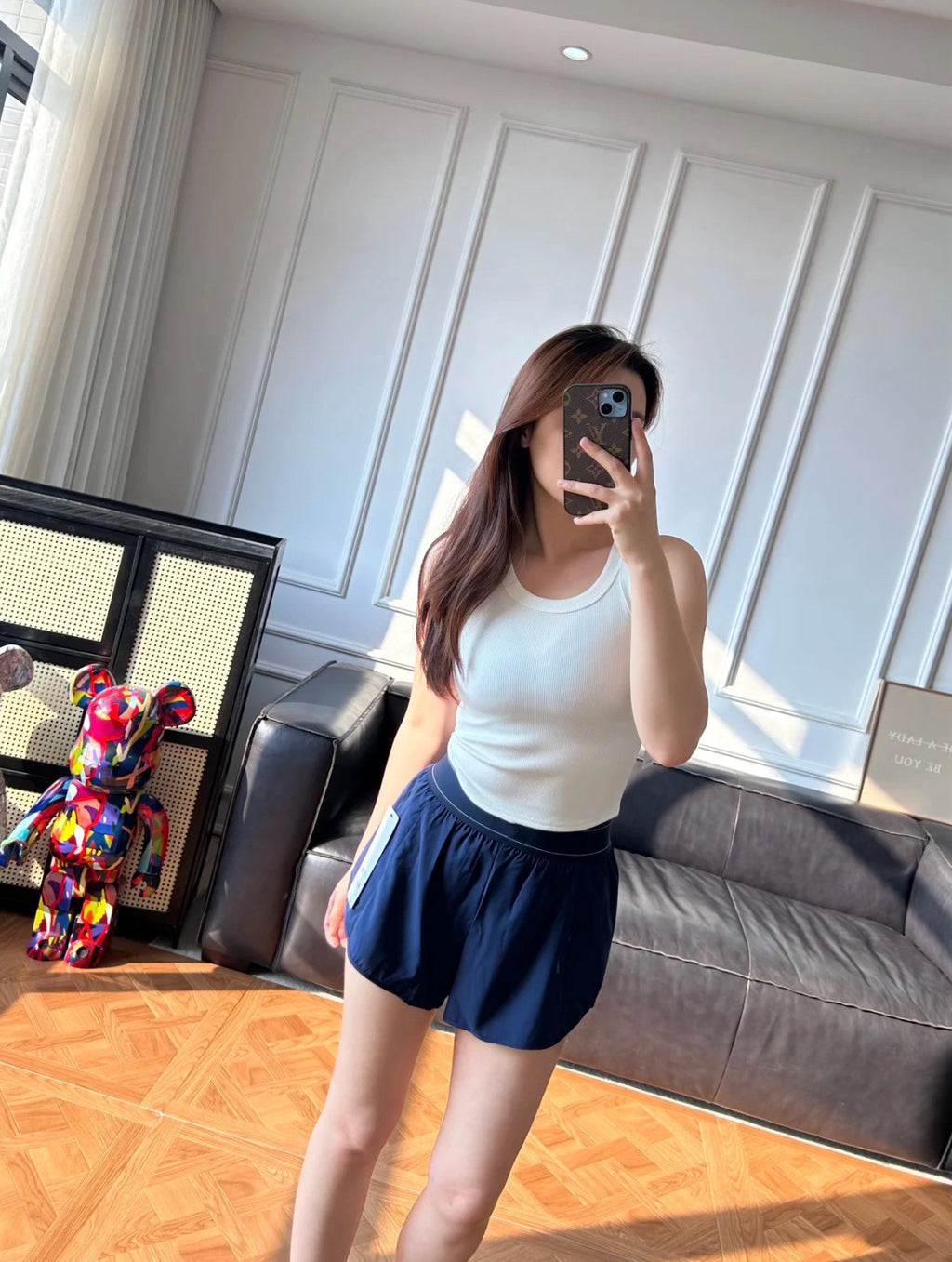 Quick-Dry Breathable Lined Shorts High Waist Webbing Yoga Fitness Running Anti-Exposure Women