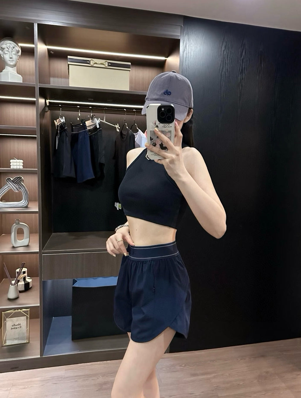 Quick-Dry Breathable Lined Shorts High Waist Webbing Yoga Fitness Running Anti-Exposure Women