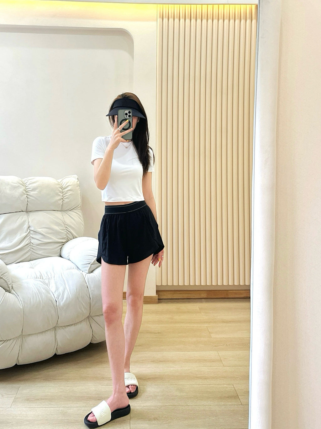 Quick-Dry Breathable Lined Shorts High Waist Webbing Yoga Fitness Running Anti-Exposure Women