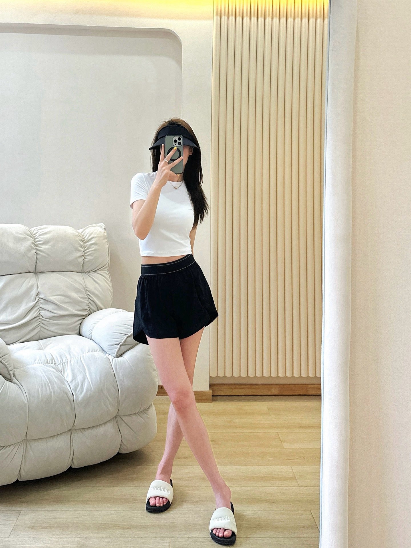 Quick-Dry Breathable Lined Shorts High Waist Webbing Yoga Fitness Running Anti-Exposure Women