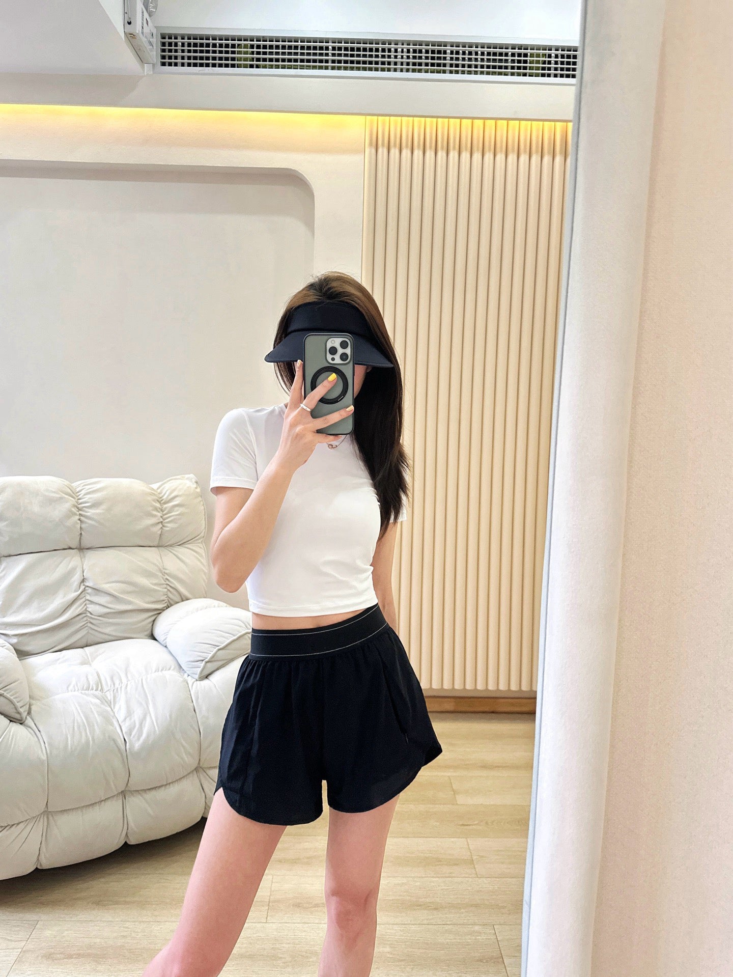 Quick-Dry Breathable Lined Shorts High Waist Webbing Yoga Fitness Running Anti-Exposure Women