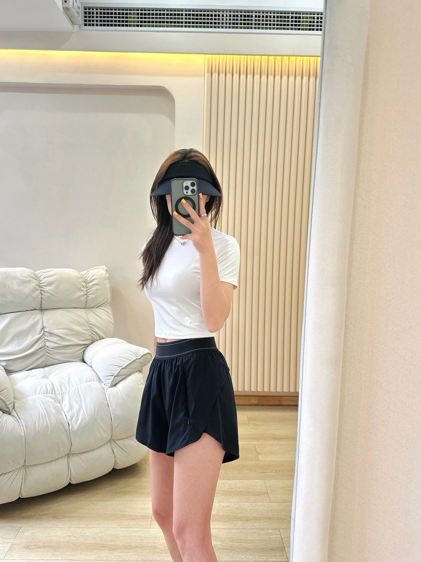 Quick-Dry Breathable Lined Shorts High Waist Webbing Yoga Fitness Running Anti-Exposure Women