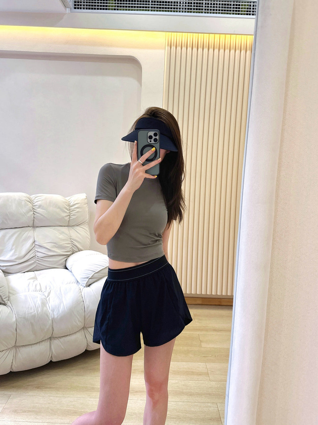 Quick-Dry Breathable Lined Shorts High Waist Webbing Yoga Fitness Running Anti-Exposure Women