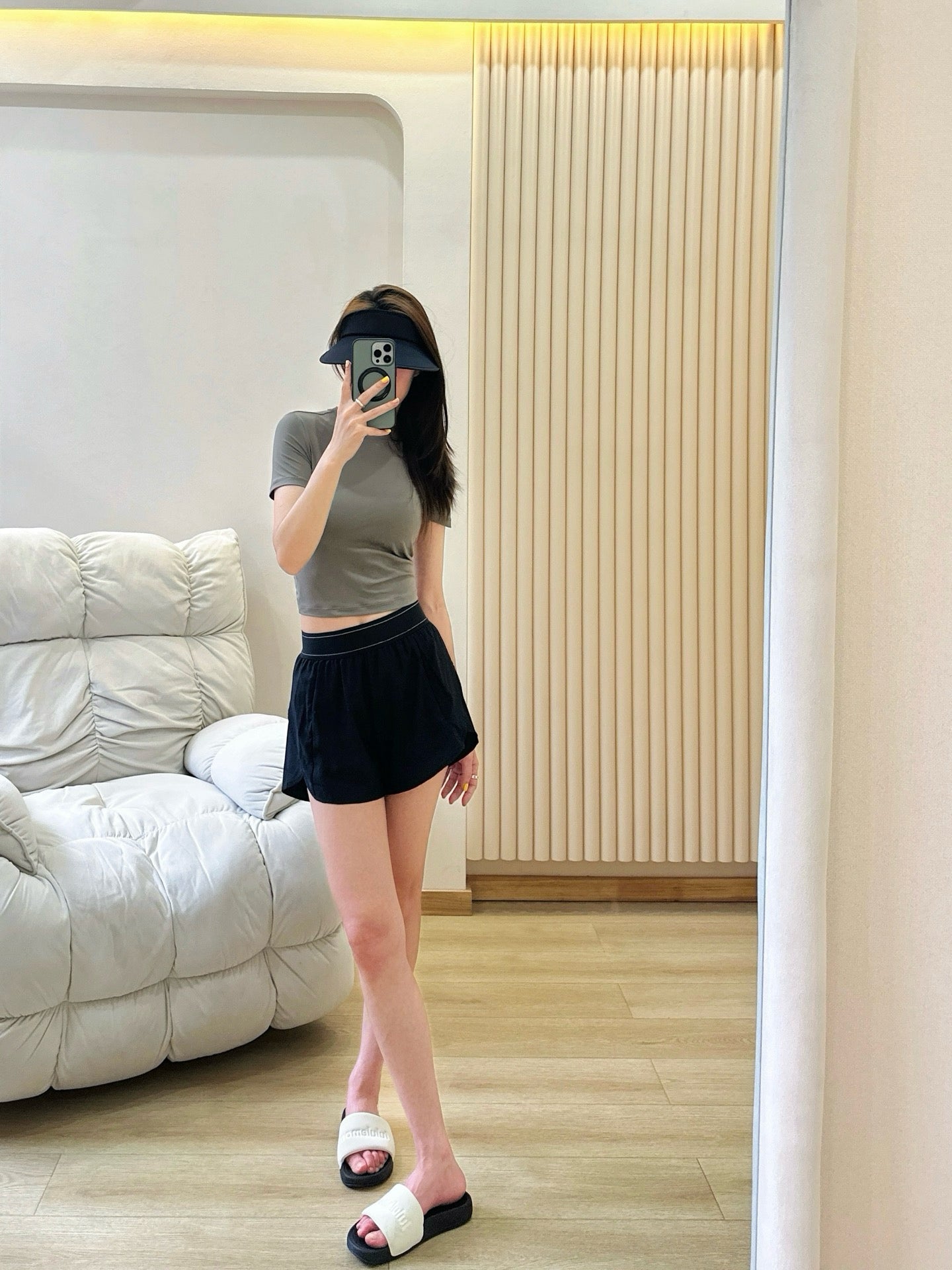 Quick-Dry Breathable Lined Shorts High Waist Webbing Yoga Fitness Running Anti-Exposure Women