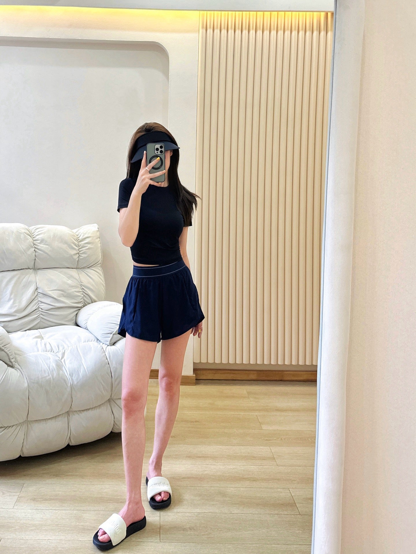 Quick-Dry Breathable Lined Shorts High Waist Webbing Yoga Fitness Running Anti-Exposure Women