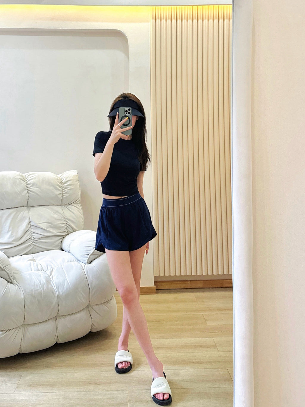 Quick-Dry Breathable Lined Shorts High Waist Webbing Yoga Fitness Running Anti-Exposure Women