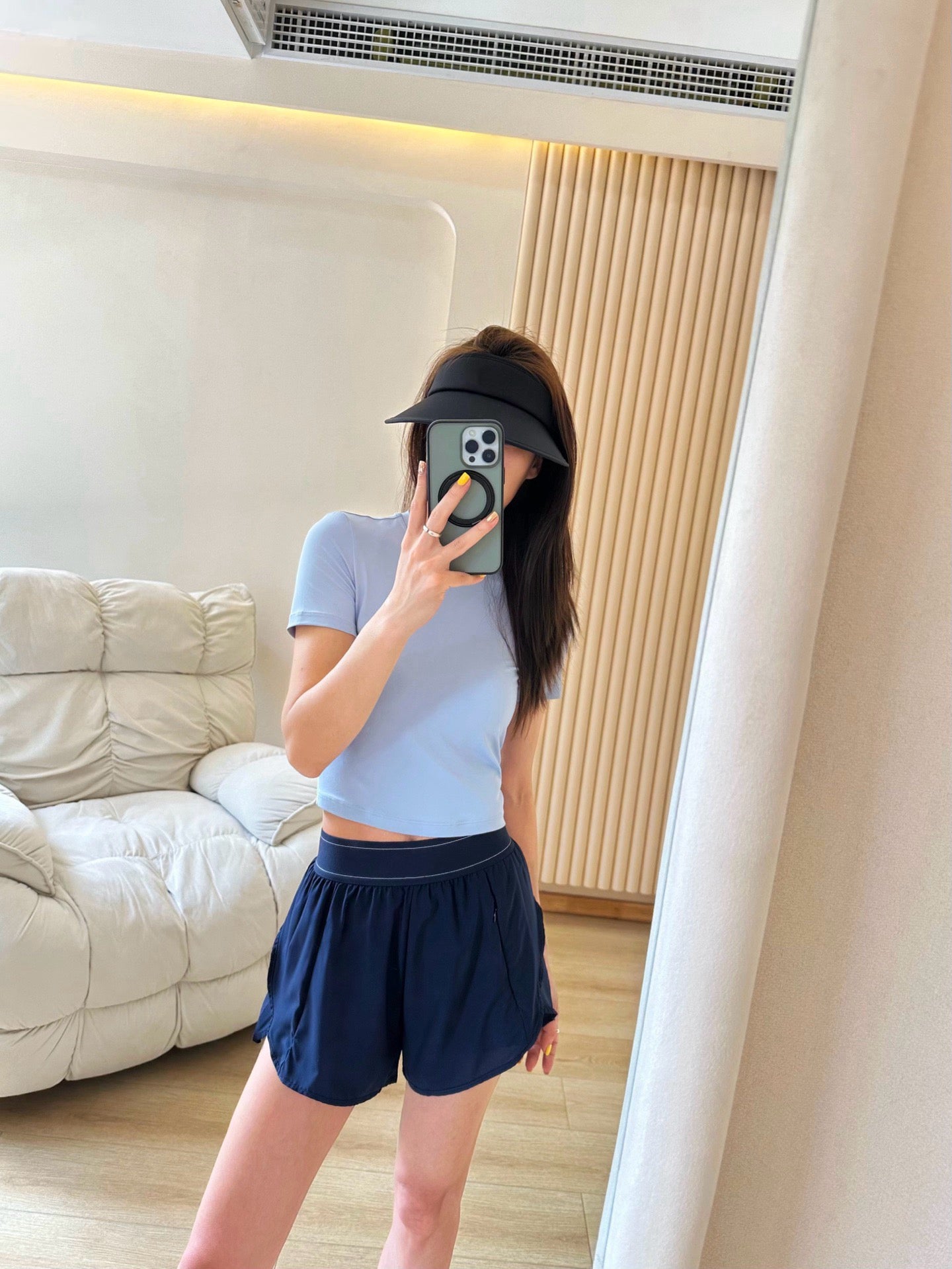 Quick-Dry Breathable Lined Shorts High Waist Webbing Yoga Fitness Running Anti-Exposure Women