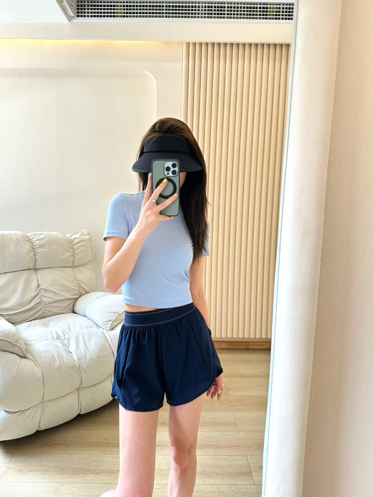 Quick-Dry Breathable Lined Shorts High Waist Webbing Yoga Fitness Running Anti-Exposure Women