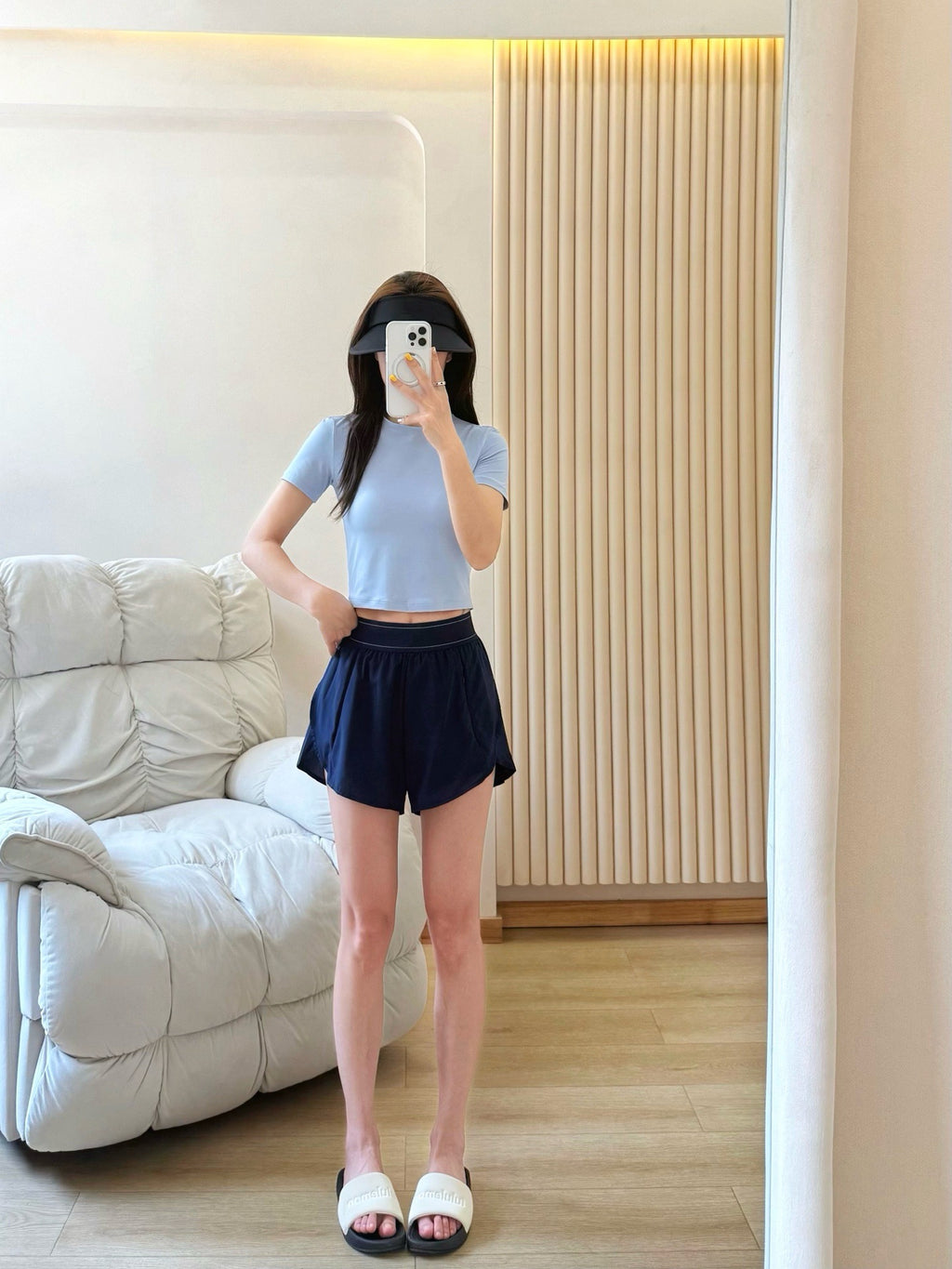 Quick-Dry Breathable Lined Shorts High Waist Webbing Yoga Fitness Running Anti-Exposure Women