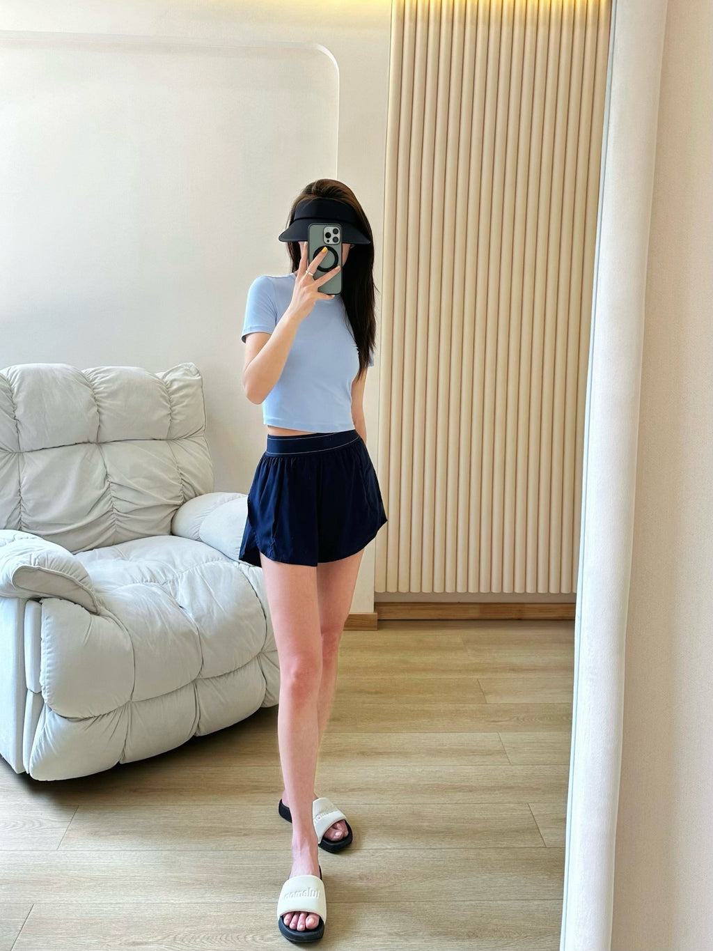 Quick-Dry Breathable Lined Shorts High Waist Webbing Yoga Fitness Running Anti-Exposure Women