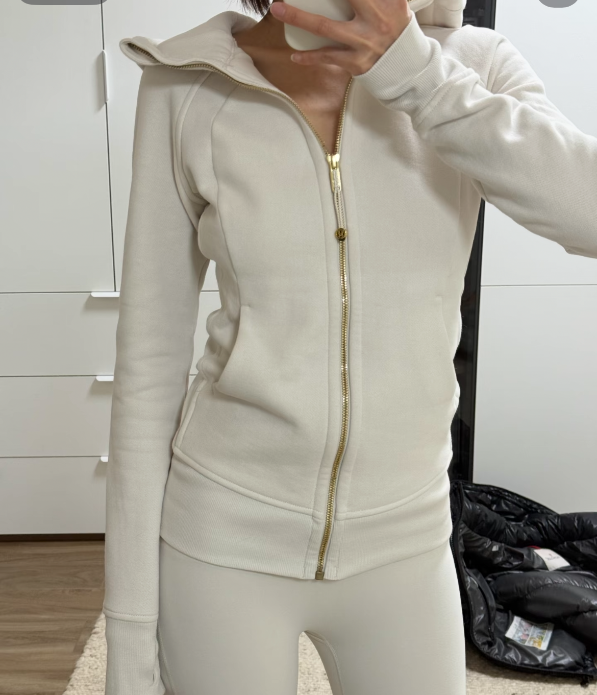 Women’s Slim Fit Thermal Fleece Hoodie 3D Ergonomic Jacket with Side Ribbed Panels Snatched Waist Workout Top for Gym, Yoga & Commute