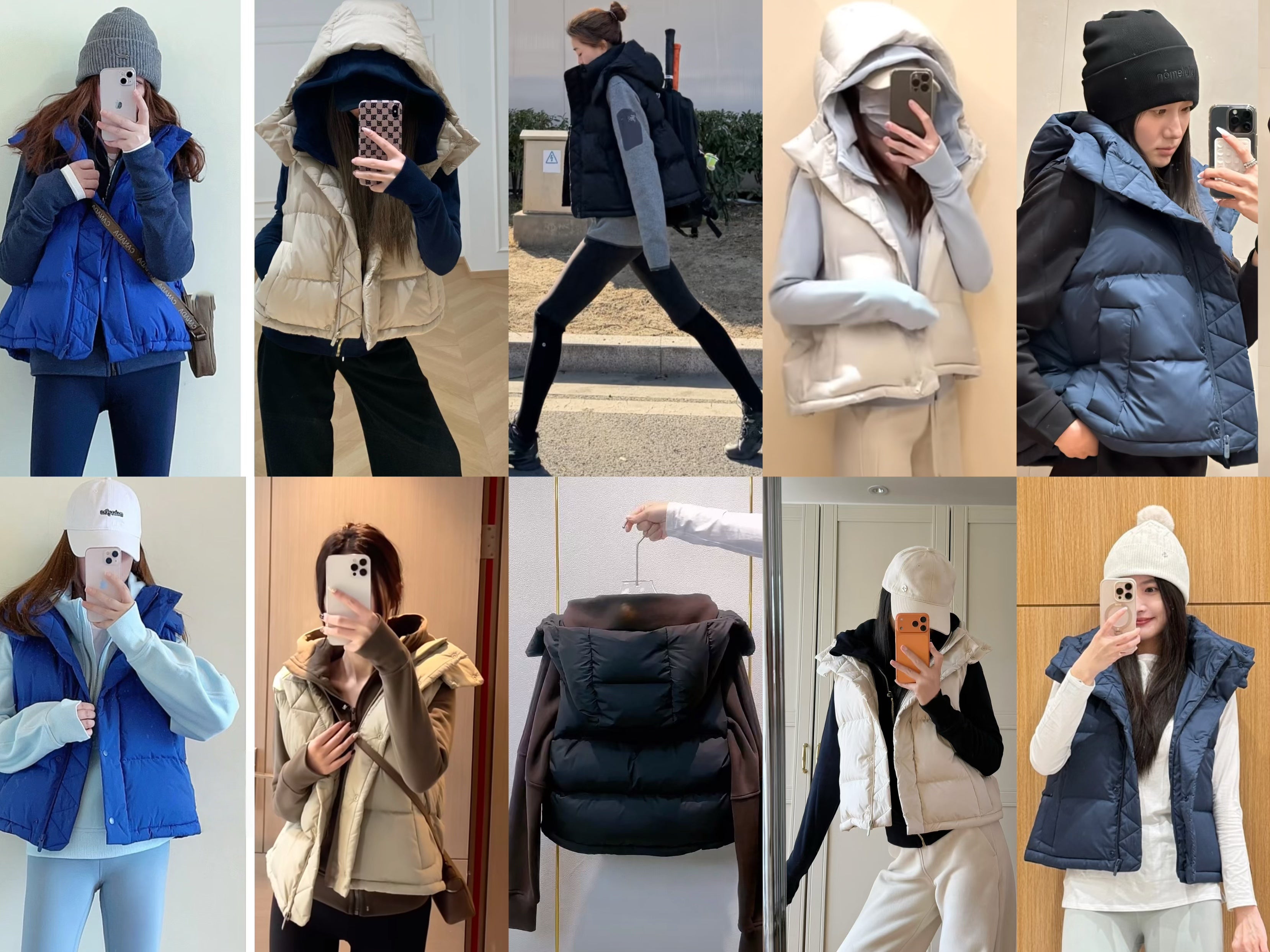 Winter Wund Puff Duck Down Four-Grid Vest Down Jacket Puff Hooded Short Coat for Women