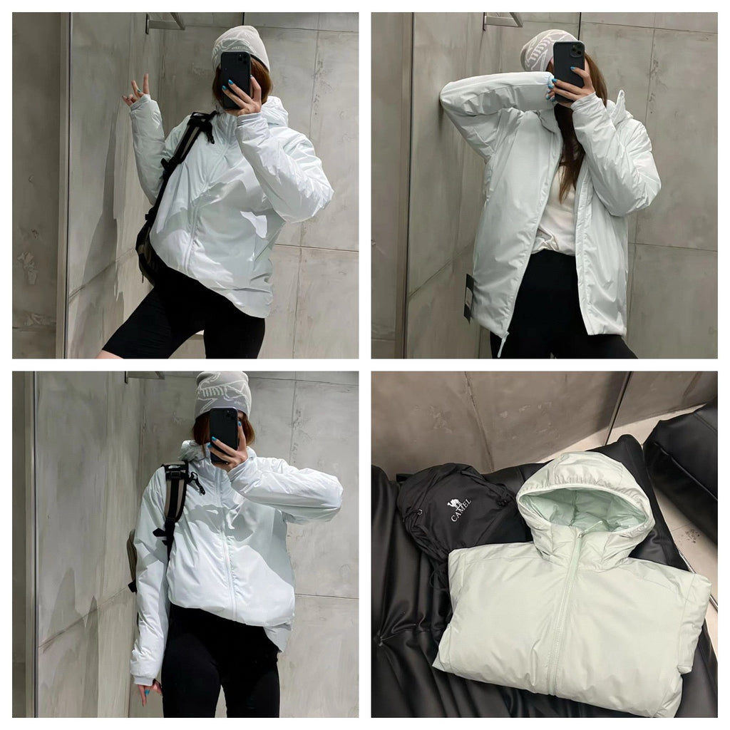 Winter Men's Women's  Unisex Lightweight Cotton Jacket Water-Resistant Hooded Design Windproof Warm Cotton Coat Fashion Trendy Men's Outerwear Lightweight Thermal  Cotton-Padded