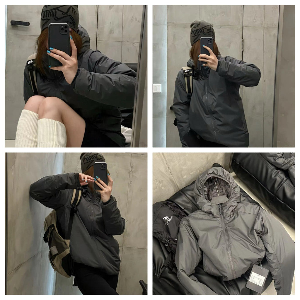 Winter Men's Women's  Unisex Lightweight Cotton Jacket Water-Resistant Hooded Design Windproof Warm Cotton Coat Fashion Trendy Men's Outerwear Lightweight Thermal  Cotton-Padded