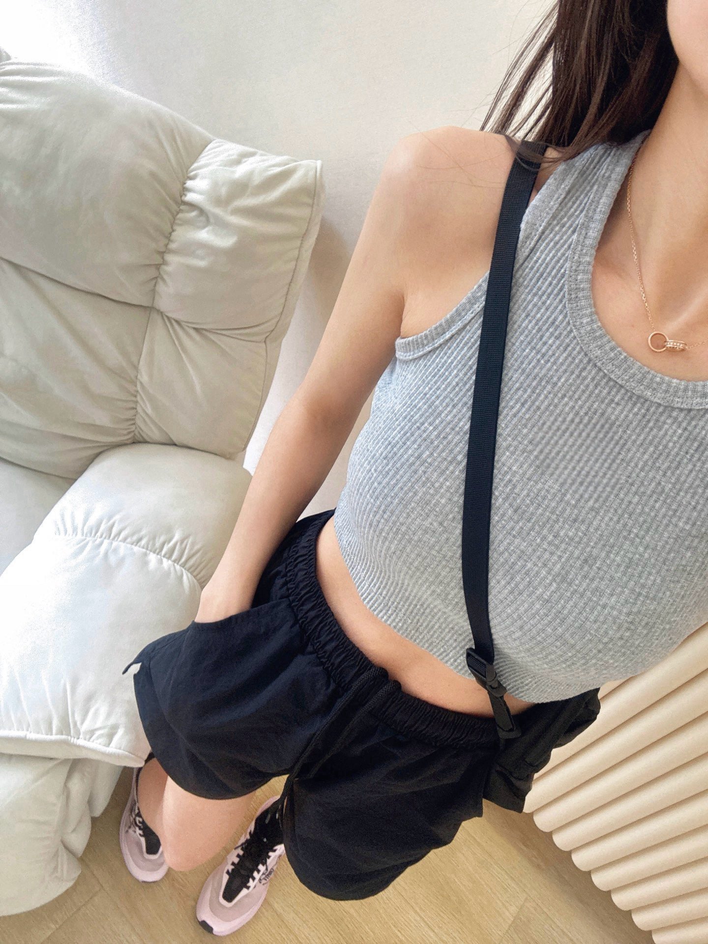 Activewear Ribbed Tank Top Women Anti-Stripe Vest Short Yoga Running Sports Versatile Fitness Top Breathable Ribbed for Women All-Sport No Padding Lightweight in Multi-Colors