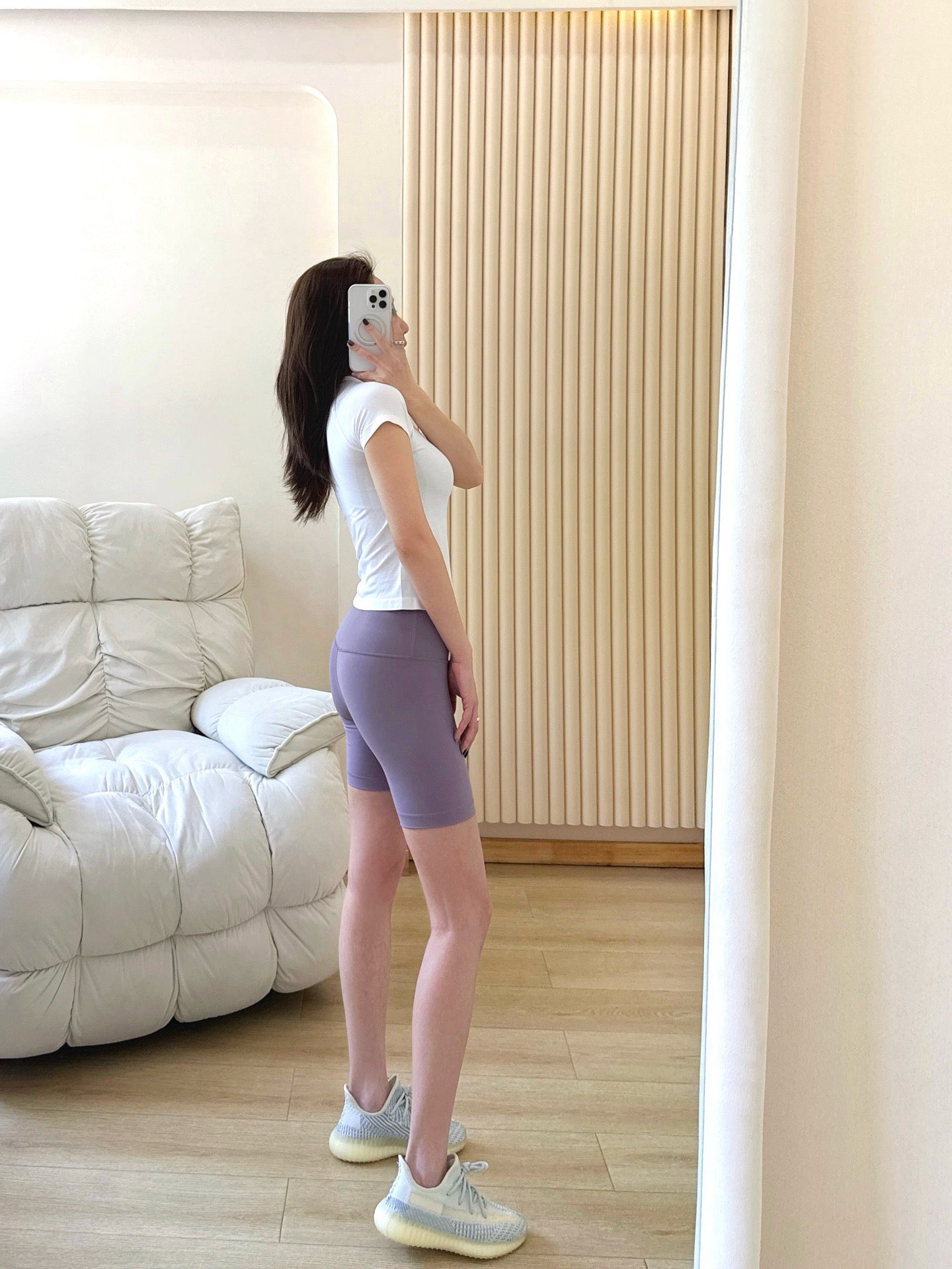 7 Inch Yoga Cycling Pants High Waist Running Sports Fitness Training Shorts Women Four Hot Pants Outer Wear Women