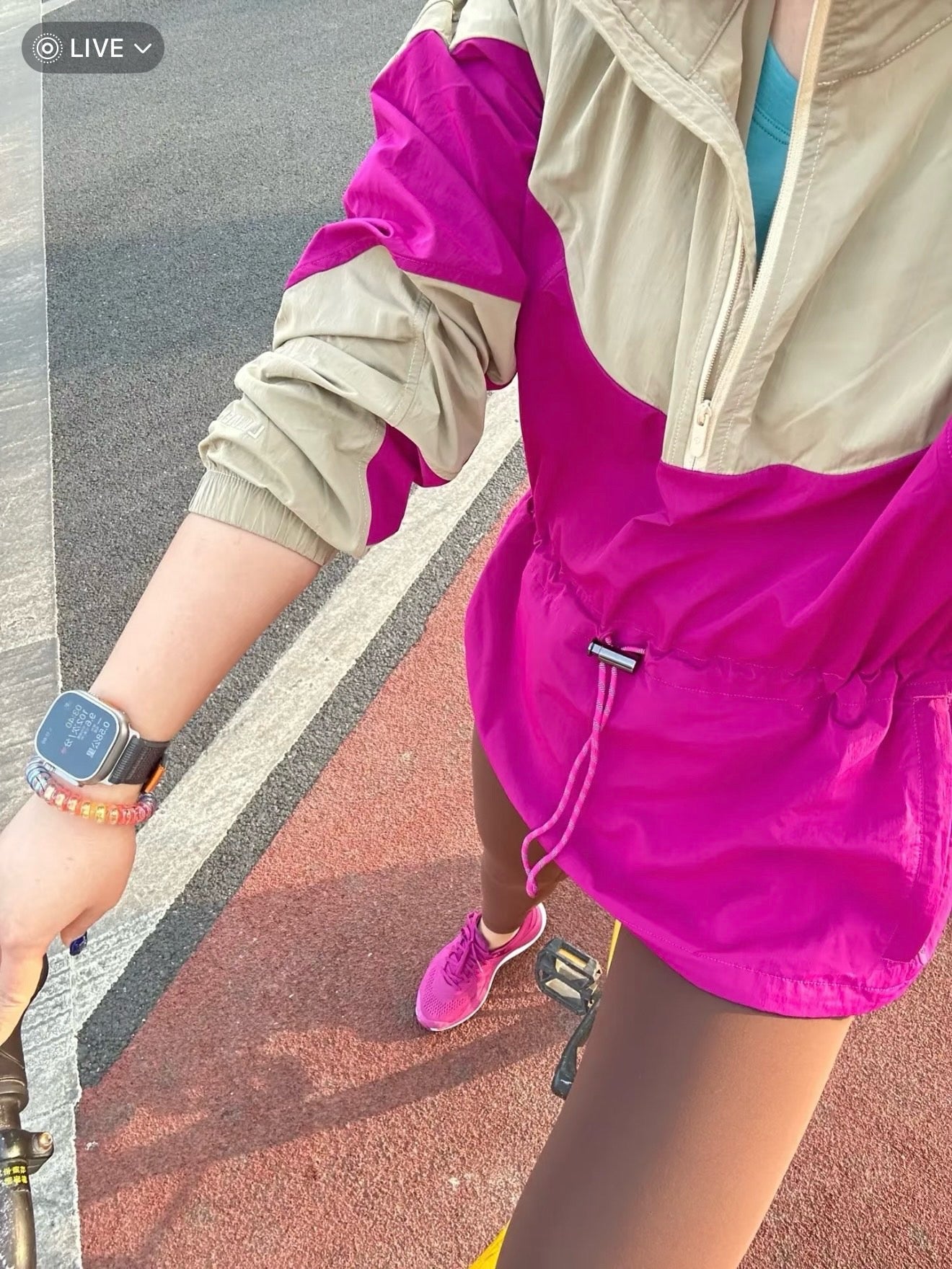 Women's Evergreen Woven Color Block Jacket Cinch Waist Slimming Outdoor Activewear Windbreaker Covers Hips sun- protective jacket Outdoor Running Camping Hiking Windbreaker Premium Quality