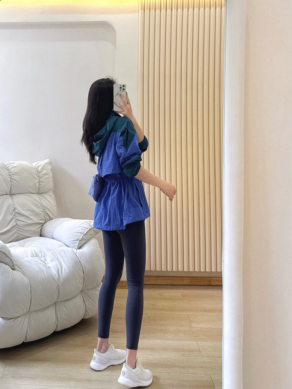 Women's Evergreen Woven Color Block Jacket Cinch Waist Slimming Outdoor Activewear Windbreaker Covers Hips sun- protective jacket Outdoor Running Camping Hiking Windbreaker Premium Quality