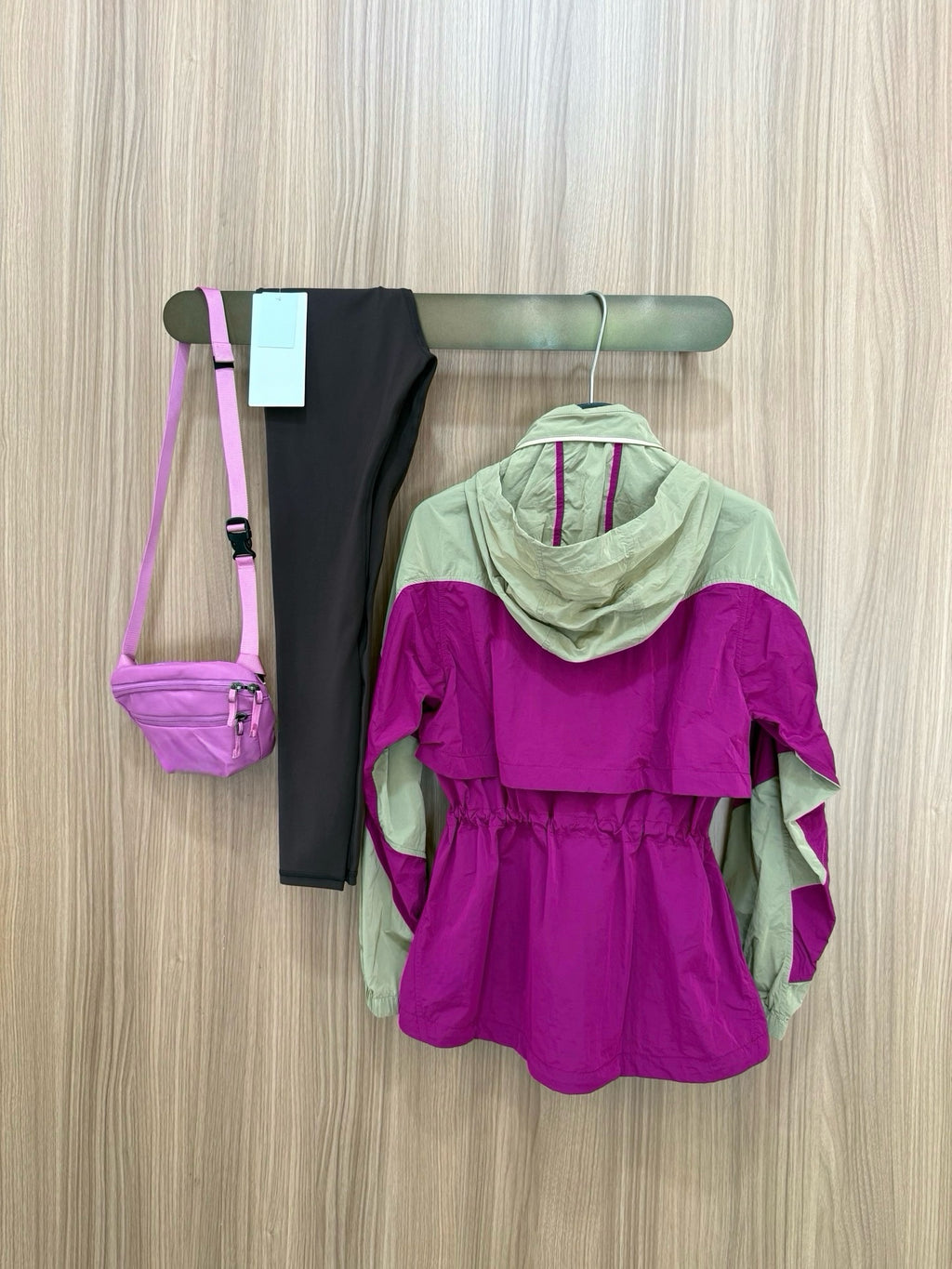 Women's Evergreen Woven Color Block Jacket Cinch Waist Slimming Outdoor Activewear Windbreaker Covers Hips sun- protective jacket Outdoor Running Camping Hiking Windbreaker Premium Quality