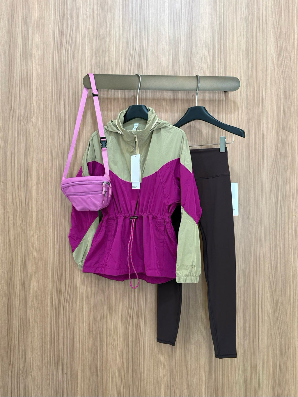 Women's Evergreen Woven Color Block Jacket Cinch Waist Slimming Outdoor Activewear Windbreaker Covers Hips sun- protective jacket Outdoor Running Camping Hiking Windbreaker Premium Quality