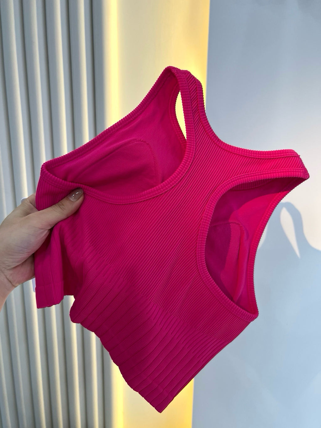 Sports Tank Tops Knitted Ribbed Chest Pad Medium Support  suitable for A to D cup sizes Casual Fitness Breathable Versatile Yoga Running Underwear