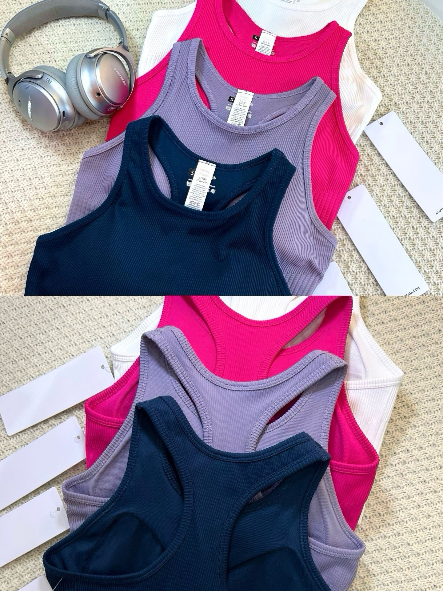 Sports Tank Tops Knitted Ribbed Chest Pad Medium Support  suitable for A to D cup sizes Casual Fitness Breathable Versatile Yoga Running Underwear