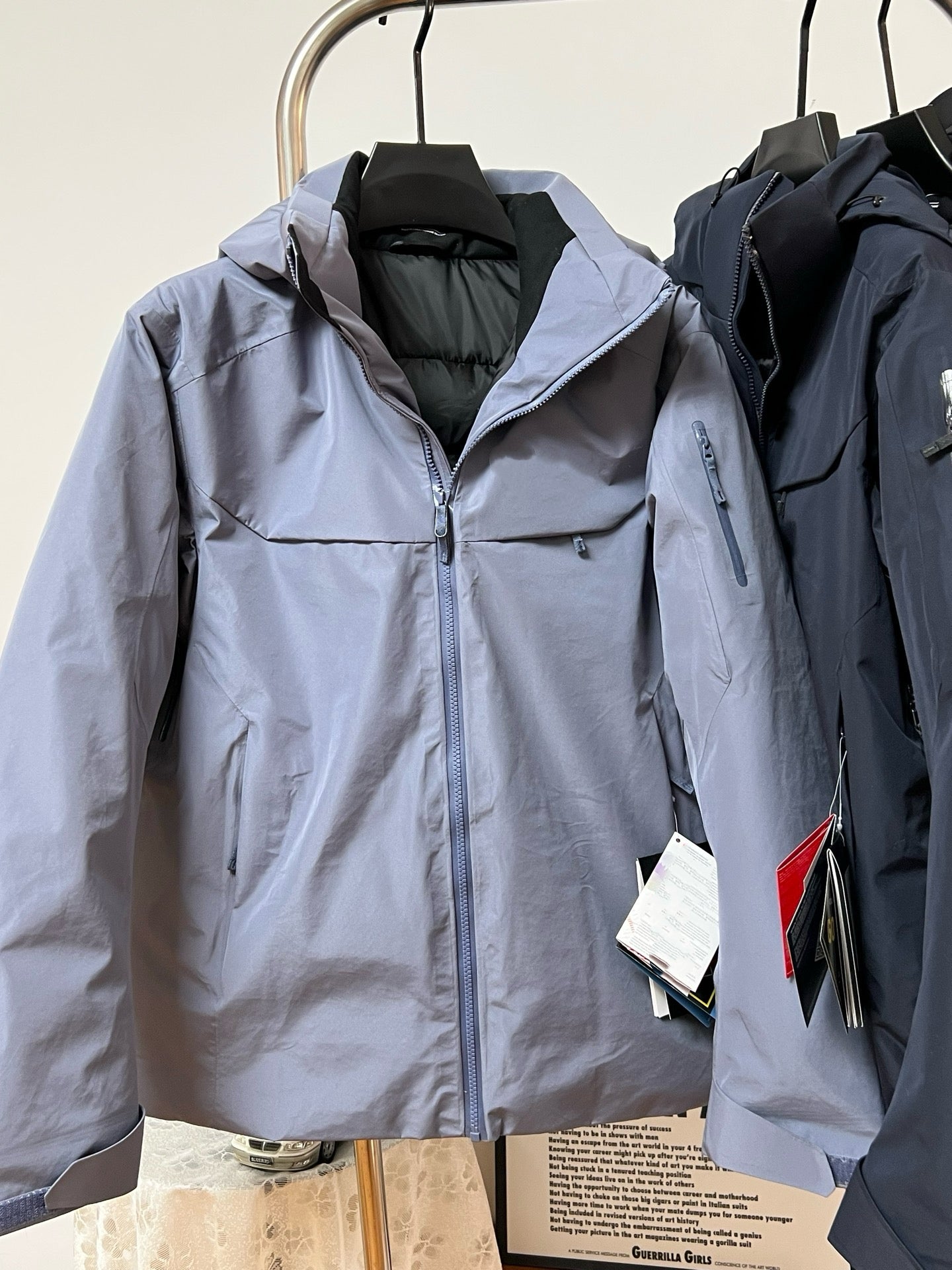 Unisex GORE-TEX Ski Down Jacket 750-Fill European Goose Down Waterproof Windproof Hooded Parka with Detachable Powder Skirt