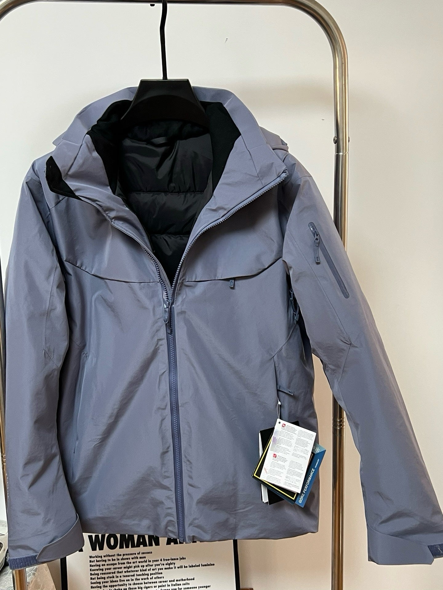 Unisex GORE-TEX Ski Down Jacket 750-Fill European Goose Down Waterproof Windproof Hooded Parka with Detachable Powder Skirt